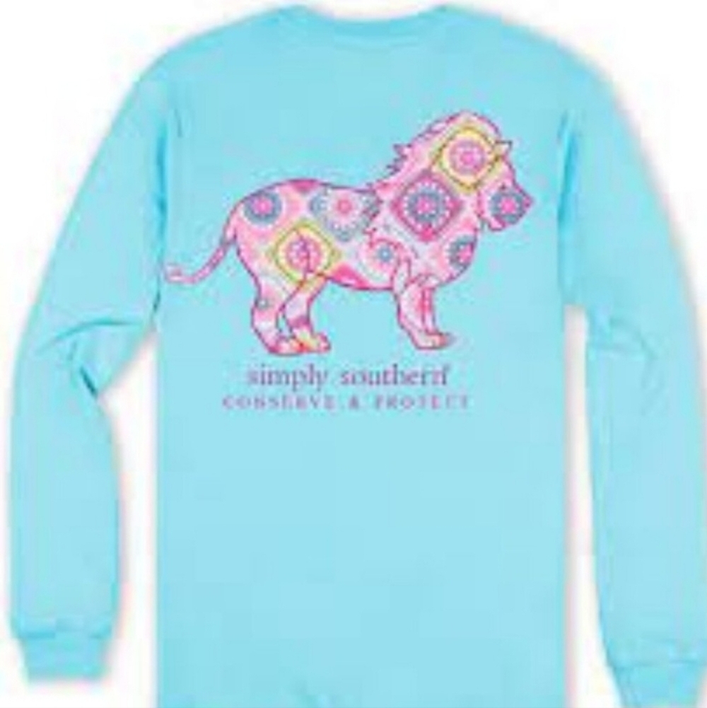 💠Simply Southern💠 Lion Tracker Knit Pool Blue Long Sleeve T-Shirt❗️NWT❗️ - Picture 3 of 4